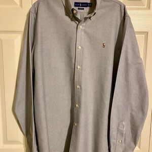 Ralph Lauren Blue Label Men's Long-Sleeve Button-Down Shirt in Light Gray